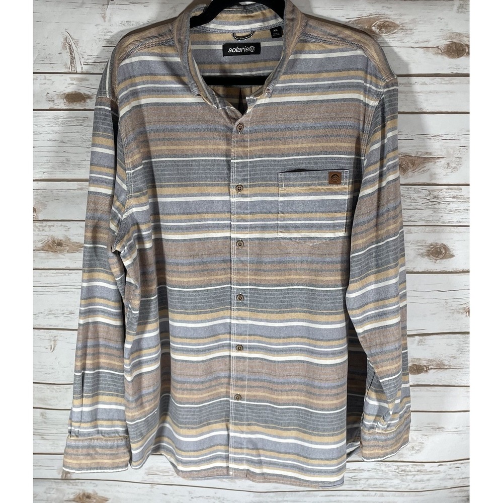 Solaris Men's XL Striped Button Down Long Sleeve Casual Shirt‎